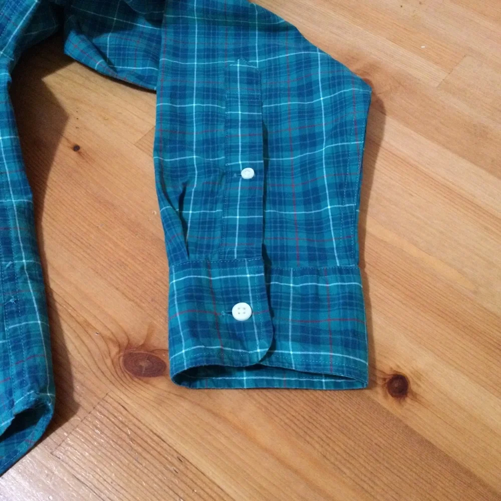 J.Crew Men's Slim Green Plaid Stretch Button Up Long Sleeve Shirt Size S